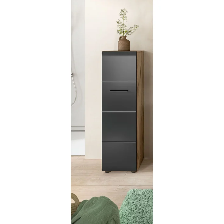 Stauraumtype (B/H/T: 30x106x30 cm) in schwarz matt und Nox Oak Nachbildung – Bild 10