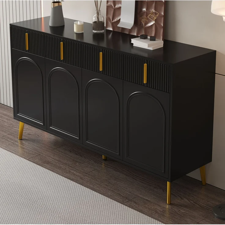 Sideboard 140 x 38 x 82 cm mit 4 Türen, 4 Schubladen und verstellbaren Einlegeböden – Bild 3
