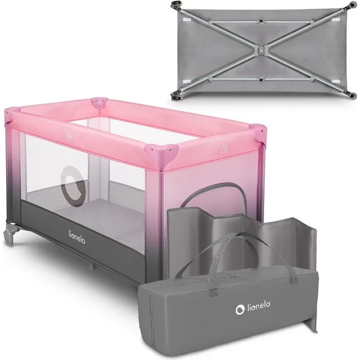 lionelo Baby-Reisebett Stefi, 120x60 cm Tragetasche Klappbaren Seiteneingang