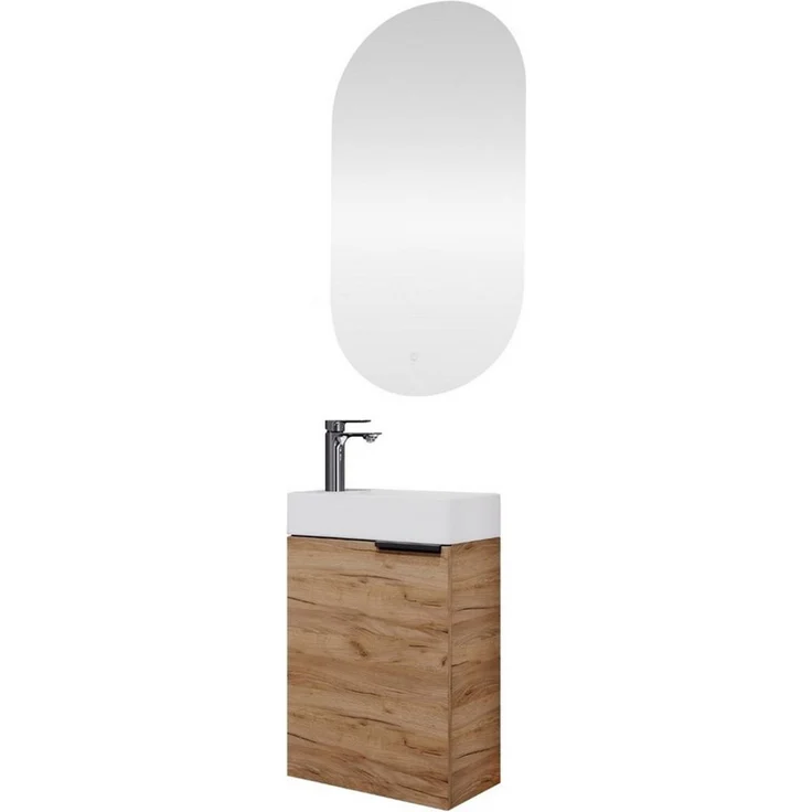 Planetmöbel Badmöbel-Set Badmöbel-Set 40cm mit Spiegel, (Waschbecken mit Unterschrank, 3-St, Spiegel mit Beleuchtung) – Bild 5