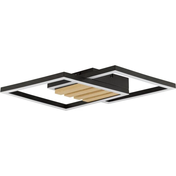 Brilliant LED Deckenleuchte Kaleo, LED fest integriert, Warmweiß, 37,5 x 37,5 cm, 3400 lm, 3000K, schwarz, Holzdekor – Bild 1