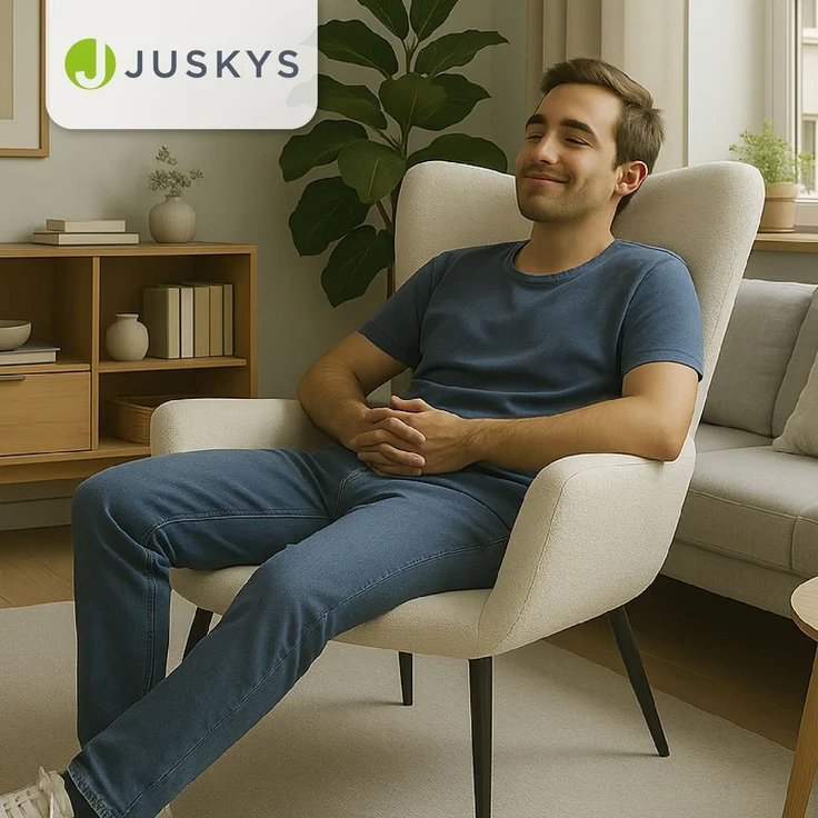 Juskys Ohrensessel Odense ohne Hocker, TV- & Lesesessel in Bouclé, hohe Lehne, Metallbeine, komfortabler Stoffbezug, pflegeleicht – Beige – Bild 7