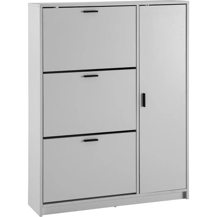 MID.YOU Schuhschrank Weiß, Metall, 6 Fächer, stehend, 90x120x24 cm, Schuhaufbewahrung