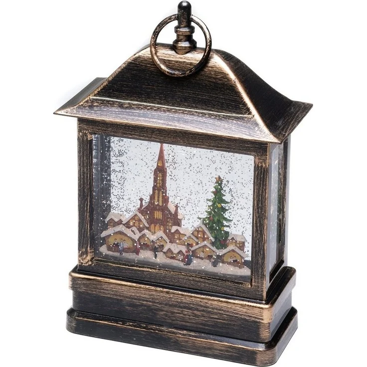 KONSTSMIDE No. 4350-000 LED Schneelaterne mit Kirche und Weihnachtsmarkt IP20 – Bild 5