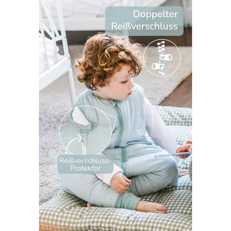molis&co - Baby Schlafsack mit Füßen - Ideal für den Winter - Babyschlafsack mit Beinen 2,5 tog - 100% Baumwolle (Oeko-TEX 100), Premium Qualität - Blue Surf (80 cm) – Bild 3