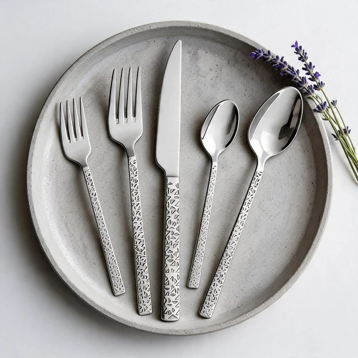 Mulex Besteck-Set Siena, Besteckset mit 3 Multifunktionstüchern (63-tlg), 12 Personen, Edelstahl 18/0, Kratzfestes Besteck mit edlem Design und angenehmer Haptik – Bild 2
