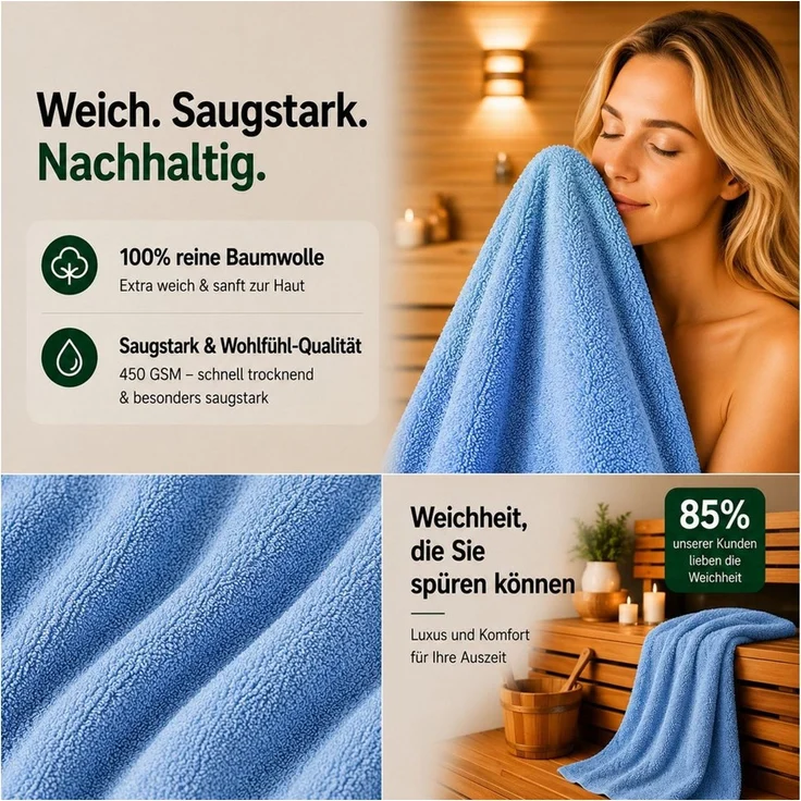 Komfortec Handtuch Set 50x100 cm aus 100 % Baumwolle, Frottee (Packung, 8-St), Handtücher Set, Weich, Towel – Bild 3