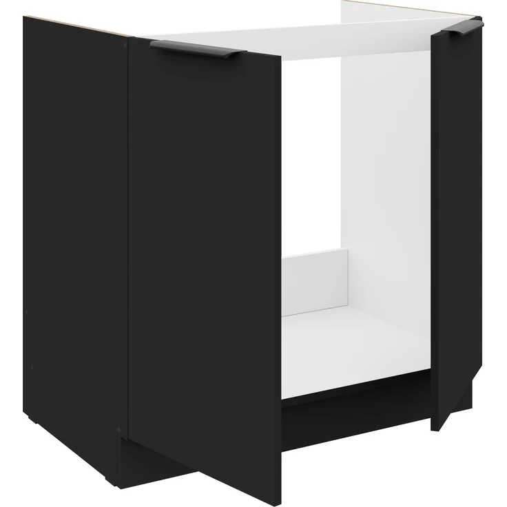 Küchen Spülenunterschrank 80 cm SIENA Schwarz Küche Küchenzeile Küchenblock – Bild 2