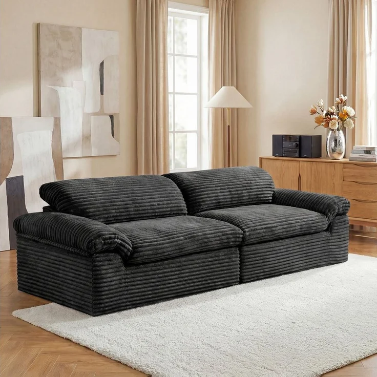 Vesgantti Big-Sofa Vesgantti 260 cm Boneless Sofa, 3-Sitzer Cord Couch aus Vollschaum – Bild 1