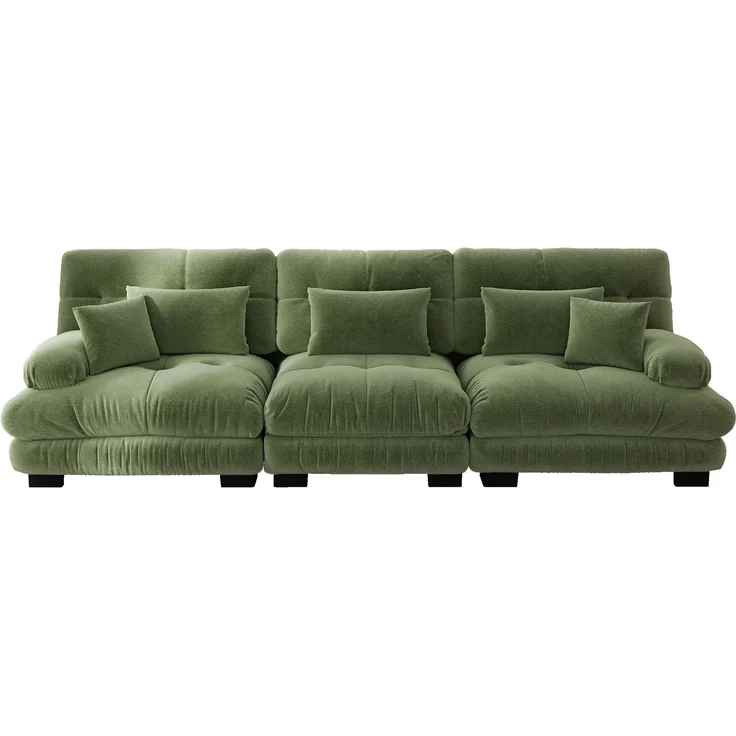 EINHOM 3-Sitzer Modulares Ecksofa mit Tiefensitz, Chenille Schlafsofa Komfortabel Gepolstert für Wohnzimmer, Apartment, Studio, Büro, Chenille Grünes – Bild 7