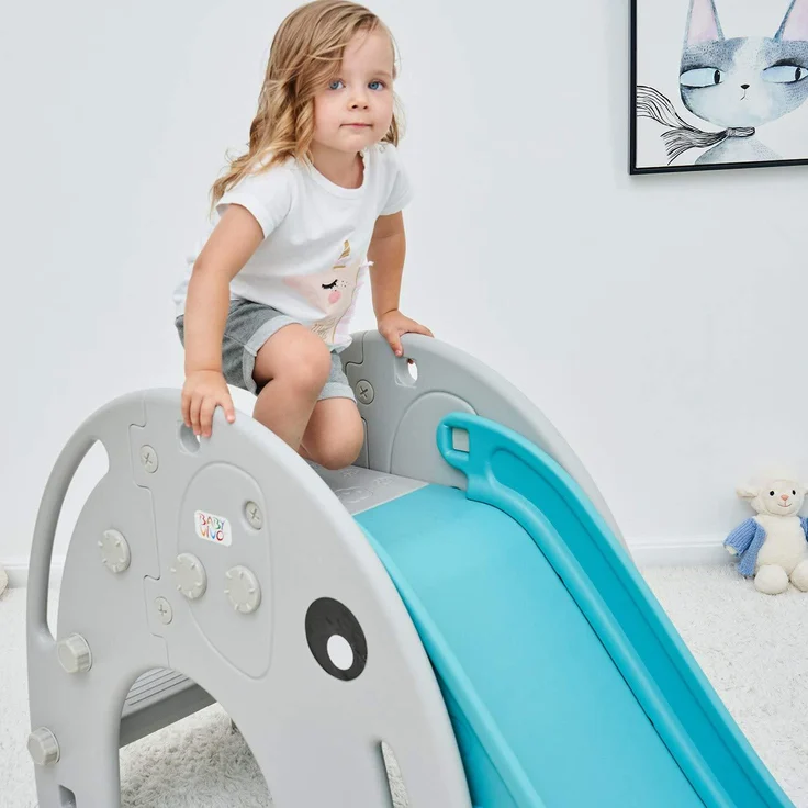 Baby Vivo Kinderrutsche / Rutsche - Elefant in Türkis / Grau
163 x 42 x 75 cm (LxBxH), ab 2 Jahren, bis ca. 70 kg belastbar – Bild 3
