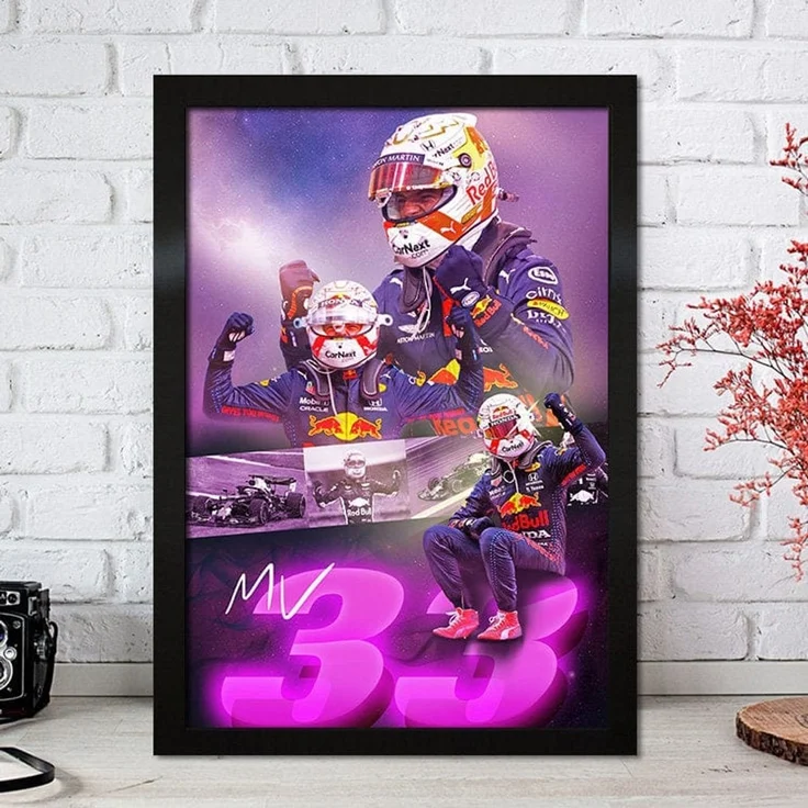 Poster Formel 1 Max Verstappen Rennfahrer Helm Rennwagen Red Bull · Deko Print ohne Rahmen - C / 60x90 cm