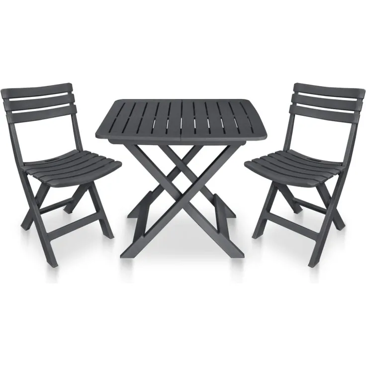 vidaXL 3-tlg. Bistro-Set Klappbar Kunststoff Anthrazit 48753