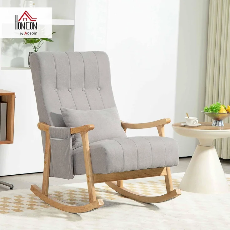 HOMCOM Schaukelstuhl (Relaxsessel, 1 St), für Wohnzimmer, Schlafzimmer, Grau – Bild 2