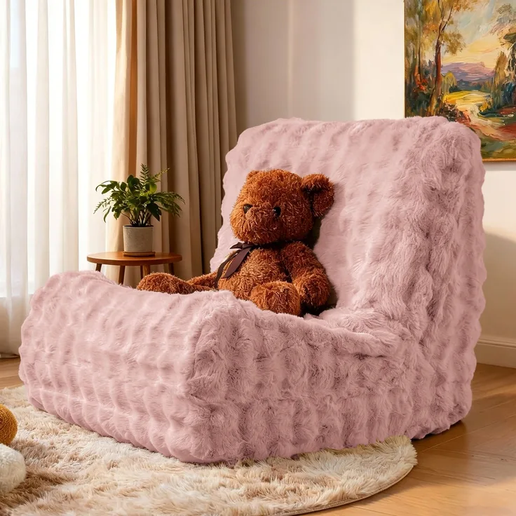 Niedlicher Raupen-Sitzsack, Sitzsacksofa, Bodensofa, Bodenstuhl mit Rückenlehne für Wohnzimmer und Schlafzimmer – Rosa – 85 x 100 x 78 cm – YOUDENOVA