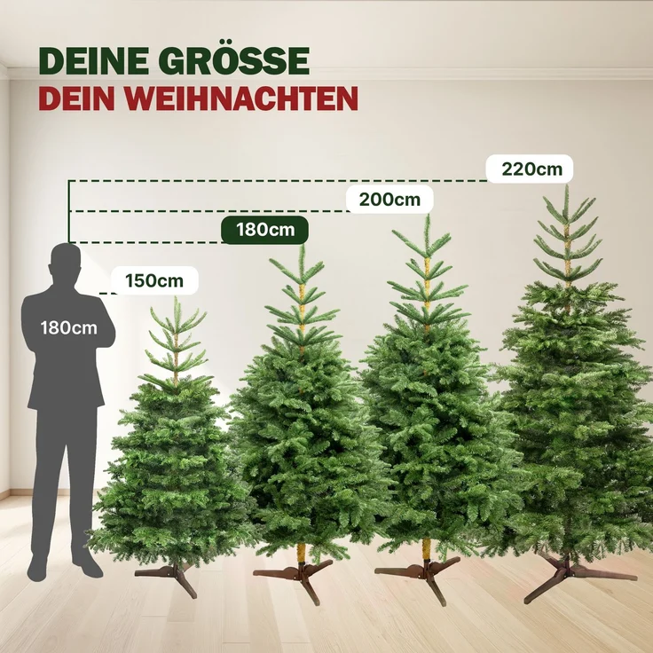 Aurelia Home Künstlicher Weihnachtsbaum 180 cm – Nordmann-Optik mit PE-Wipfel, Holzständer und Tasche – Bild 6