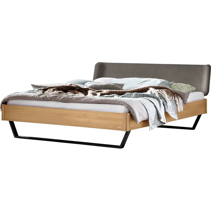 Hasena Bett Montieri Eiche bright mit Metallkufen 180x220 cm, Fußhöhe 20 cm – Lounge – Bild 1