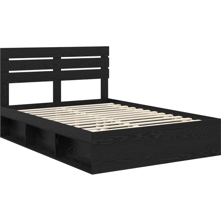 vidaXL Bettrahmen Schwarz 160 x 200 cm Massives Kiefernholz 3411392 – Bild 3