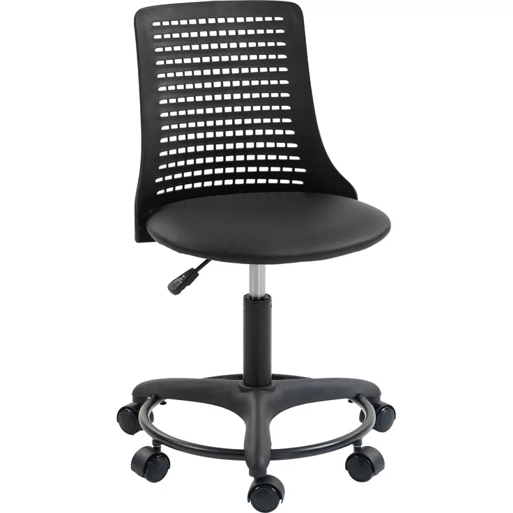 MELAYR, Armlehnenloser Schreibtischstuhl, drehbarer Bürostuhl mit hohler Rückenlehne, 43 x 42 x 86 cm, Schwarz