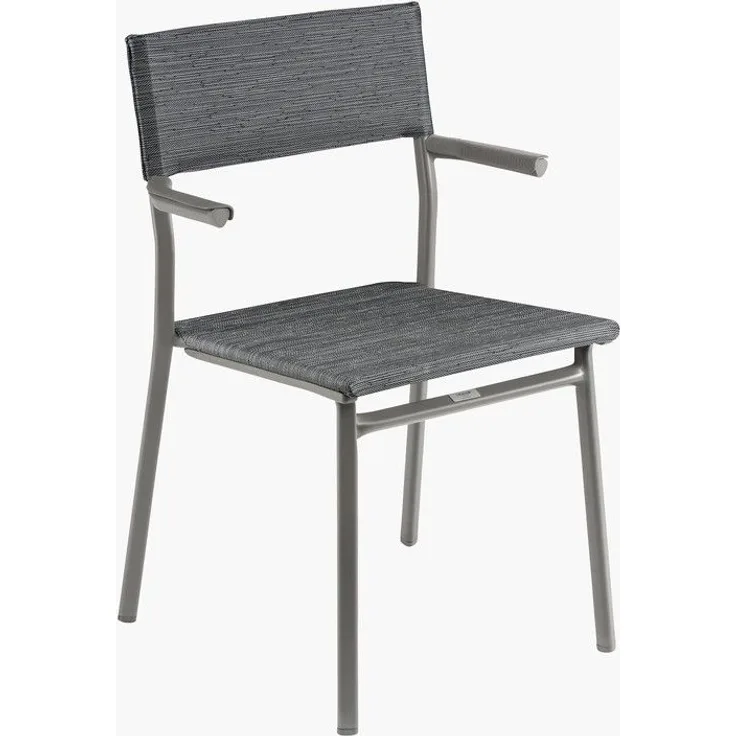 Stuhl Oron mit Armlehne Gestell schwarz, Bezug Obsidian