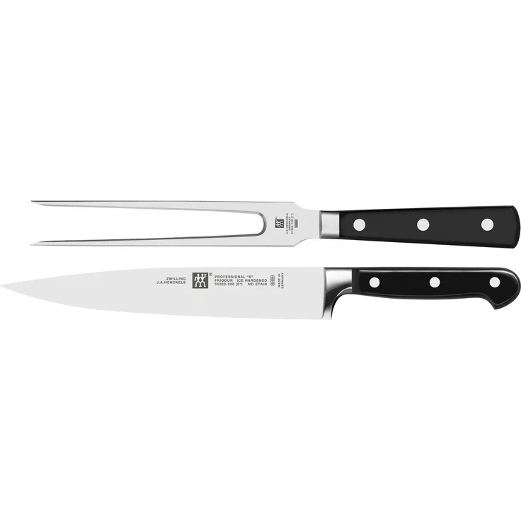ZWILLING Professional S Messerset 2-tlg, 1 Fleischmesser (20 cm), 1 Fleischgabel (18 cm), Edelstahl 18/10