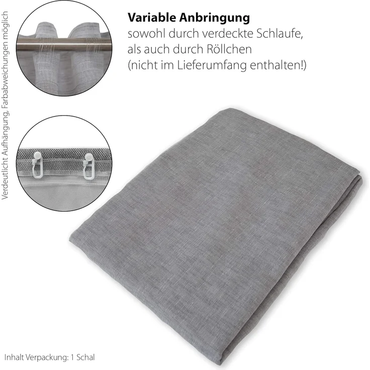 HOMING Schlaufenschal Oskar 140x245 Vorhang Wohnzimmer transparent anthrazit – Bild 4