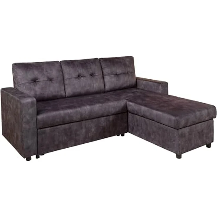 riess-ambiente 3-Sitzer APARTMENT 205cm grau · Eckcouch mit Samt-Bezug und Bettfunktion, Einzelartikel 1 Teile, Ottomane links / rechts · mit Stauraum · Nosagfederung · inkl. Kissen – Bild 1