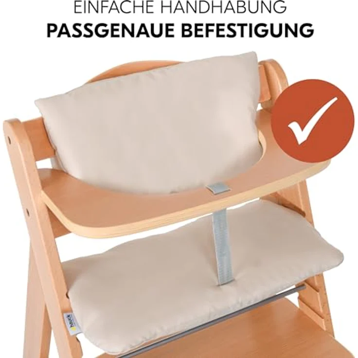 Hauck Hochstuhlauflage Deluxe - Beige, 2 tlg. Sitzkissen für Alpha Hochstuhl Sitzverkleinerer Sitzauflage – Bild 6