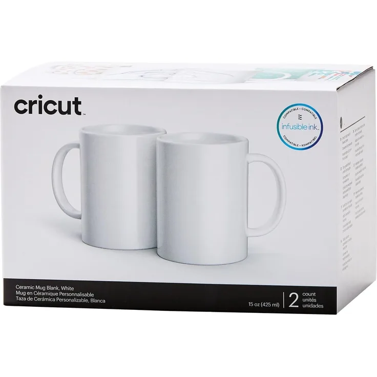 Cricut Keramikbecher-Rohling | 2 Stück | 425 ml (15 fl. Oz) | Weiß