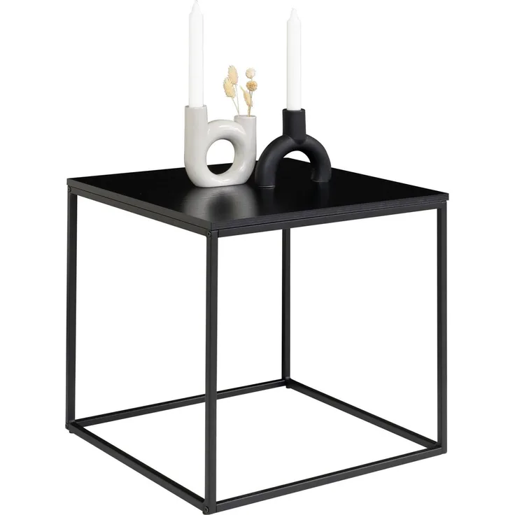 House Nordic Beistelltisch, schwarz, schwarzes Gestell, 45x45x45 cm