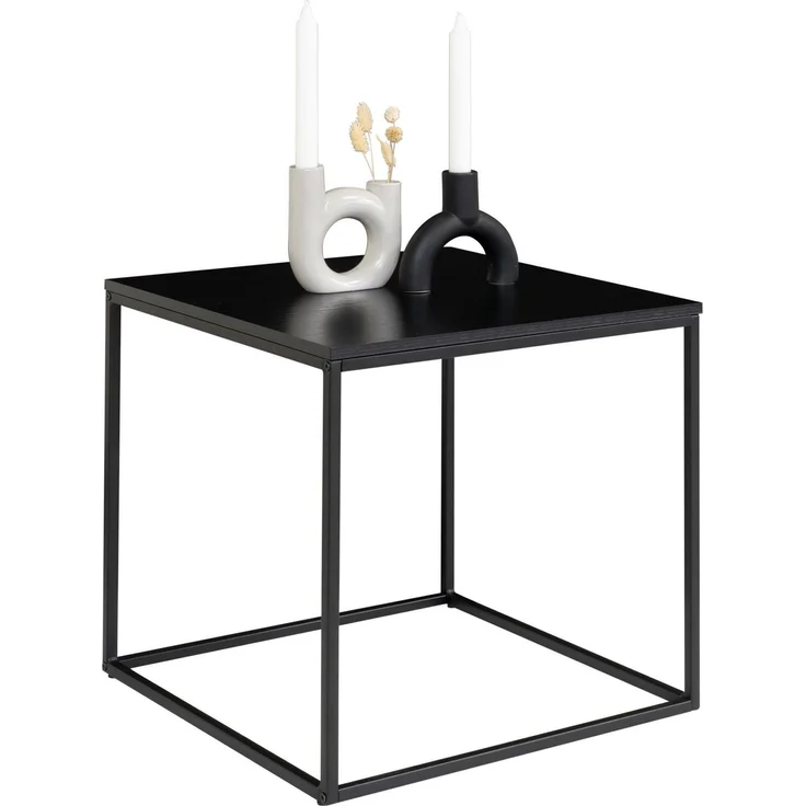 House Nordic Beistelltisch, schwarz, schwarzes Gestell, 45x45x45 cm – Bild 1