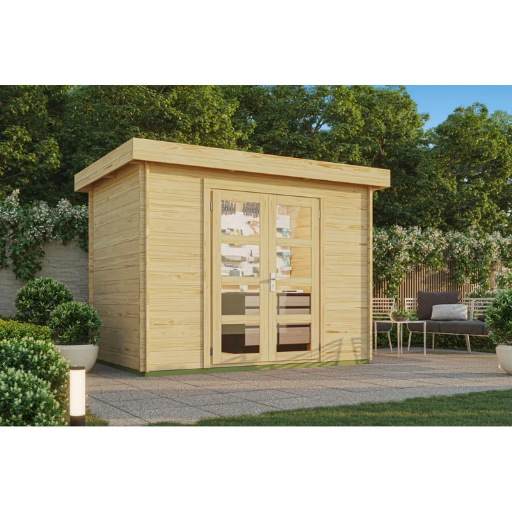 All-In Gartenhaus + Flachdach 300 x 200 cm inklusive Montage (wahlweise) Natur – Bild 2