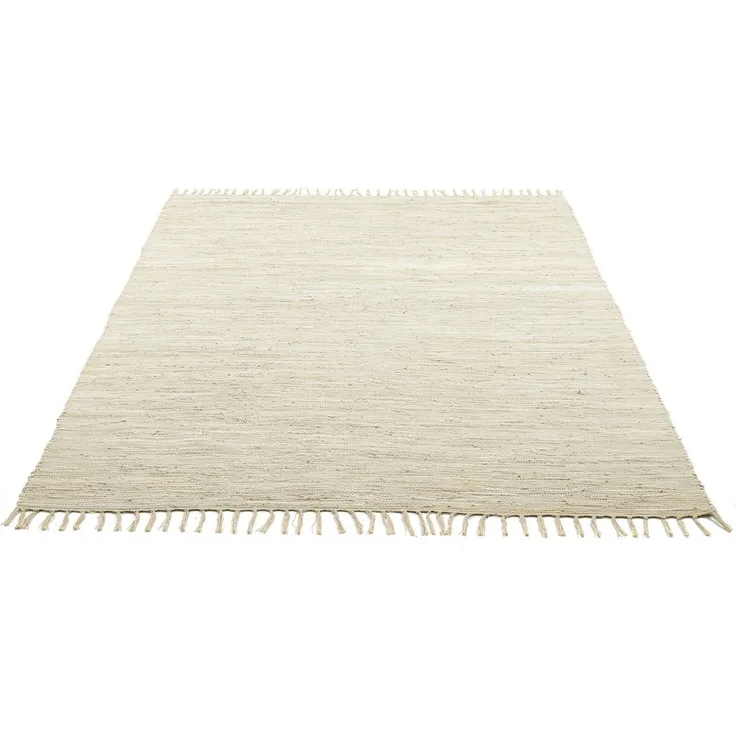 THEKO Teppich Happy Cotton Fleckerl, handgewebt, rechteckig, Höhe: 5 mm, Flachgewebe, reine Baumwolle, meliert, mit Fransen, auch als Läufer