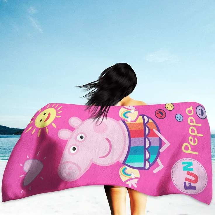 BERONAGE Strandtücher Peppa Wutz Pig Badetuch Beach Fun 60x120 cm, 100% Baumwolle (1-St), Frottee in Velours-Qualität – Bild 4