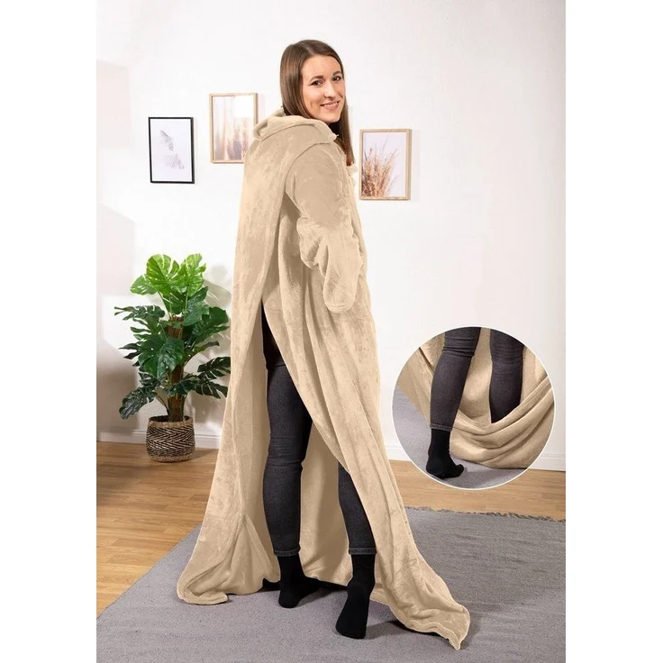 Wohndecke tragbare Ganzkörperdecke Kuscheldecke Ärmeldecke, heimtexland, flauschige Ärmel Decke I Soft Flanell I Geschenk Wohlfühlen – Bild 2
