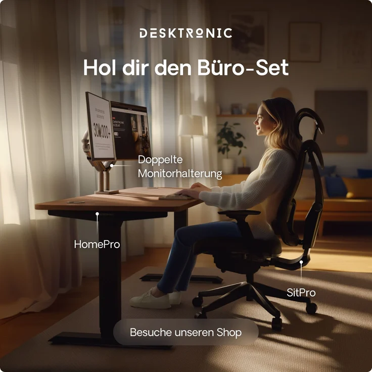 Desktronic HomePro Elektrisch höhenverstellbarer Schreibtisch 200x80cm Schwarz/Walnuss mit Memory-Funktion, Anti-Kollisions Technologie, USB-A und USB-C-Ladeanschlüssen – Bild 9