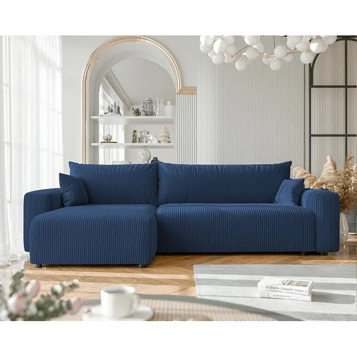 XL-Ecksofa mit Schlaffunktion & Stauraum, Dunkelblau, 278 x 145 cm – Bild 2