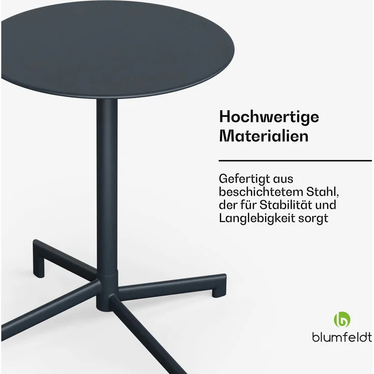 Blumfeldt Bistrotisch – 60 cm Rund Klappbar Outdoor-Tisch, Wetterfester Stahl, Platzsparend, Ideal für Garten, Balkon, Terrasse – Bild 3