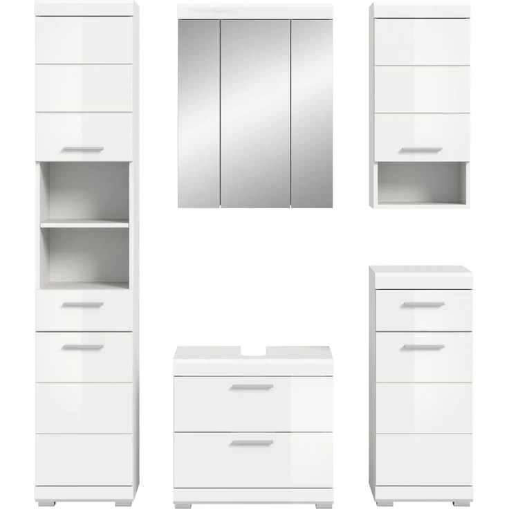 Xonox Scout Badkombination (B/H/T: 164x191x34 cm) in weiß Nachbildung und weiß Hochglanz tiefzieh – Bild 2