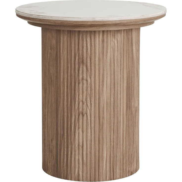 Beistelltisch >Athens< in Weiss / Dunkelbraun, Keramik, MDF, Dekor - 50x45 (HxD) – Bild 3