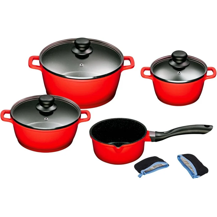 KING Topf-Set, Aluminiumguss (Set, 11-tlg, 4 Töpfe, 3 Deckel, Bräter, 1 Messerblock, 5 Kochmesser), Induktion – Bild 3