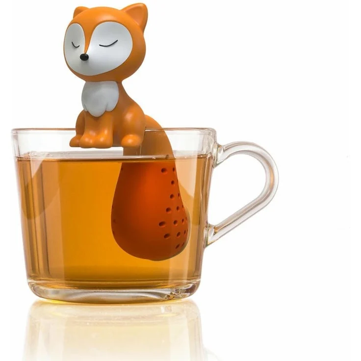 WestCraft Teesieb Cute Animal Tee-Sieb, Tee Ei, Tea Infuser, Teekugel Silikon Fuchs, Silikon, (1-St), Lustige Tee-Ei-Tier-Figuren, Zur Zubereitung von 1 Tasse losen Tee – Bild 1