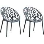 CLP 2er Set Gartenstuhl Hope, Modernes Design, Wetterfest, Stapelbar, Mit Armlehnen,anthrazit