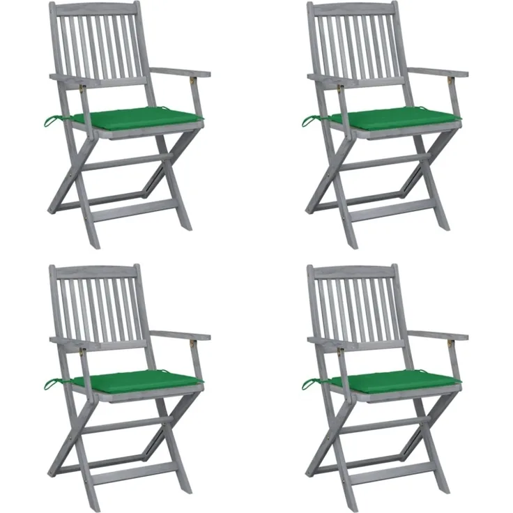 vidaXL Klappbare Gartenstühle 4 Stk. mit Sitzkissen Massivholz Akazie
