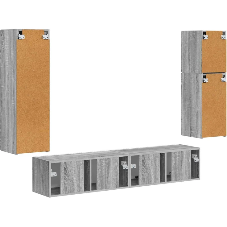 vidaXL TV-Schrankset Wandmontiert 4 pcs Graues Sonoma Holzwerkstoff 3409039 – Bild 10