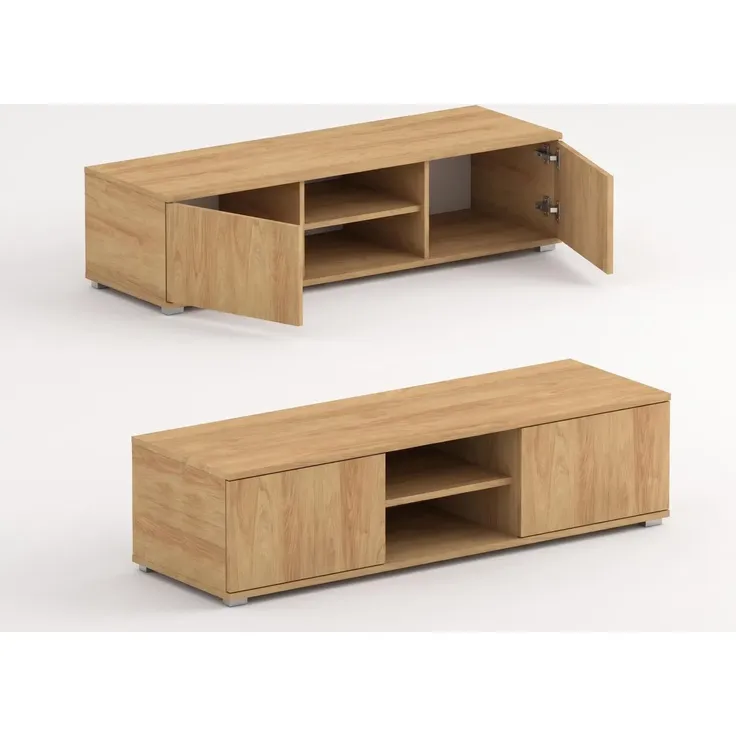 Sleepyshop24 TV-Lowboard Hikora mit weißen Fronten | RTV Schrank 120 cm | Platzsparendes Medien-Regal für moderne Wohnzimmer & Jugendzimmer – Bild 3