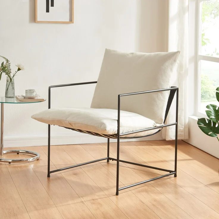 Sessel Utsjoki 90x61x70 cm Schwarz/Beige [en. casa] – Bild 1