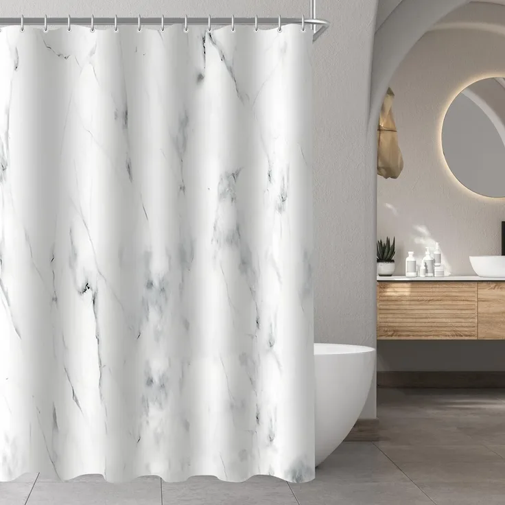 Duschvorhang 100x180cm Marmor Textil Wasserdicht Waschbar Badevorhänge 6 Ösen