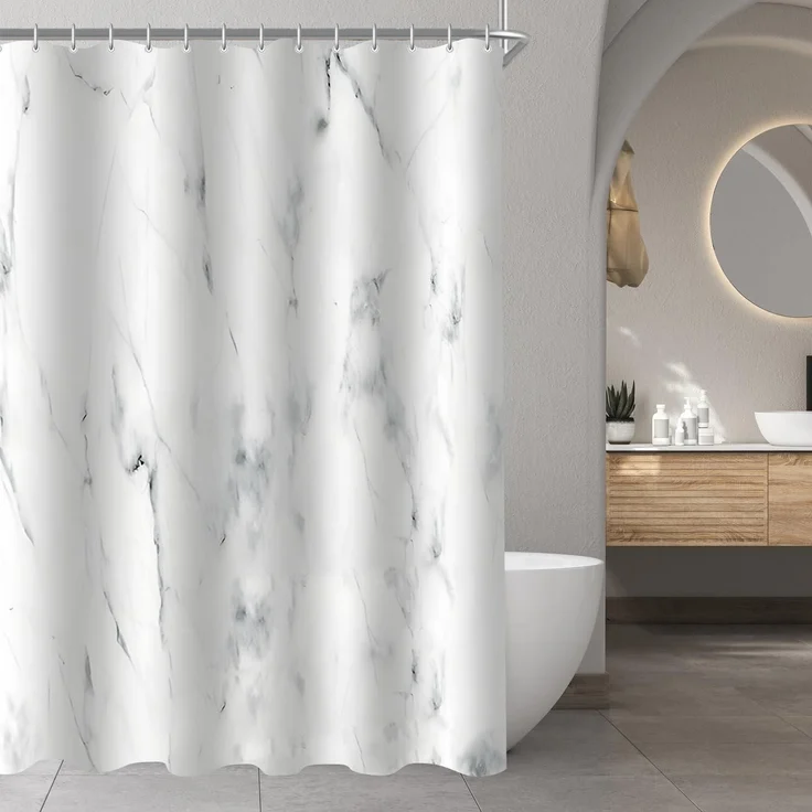 Duschvorhang 100x180cm Marmor Textil Wasserdicht Waschbar Badevorhänge 6 Ösen – Bild 1