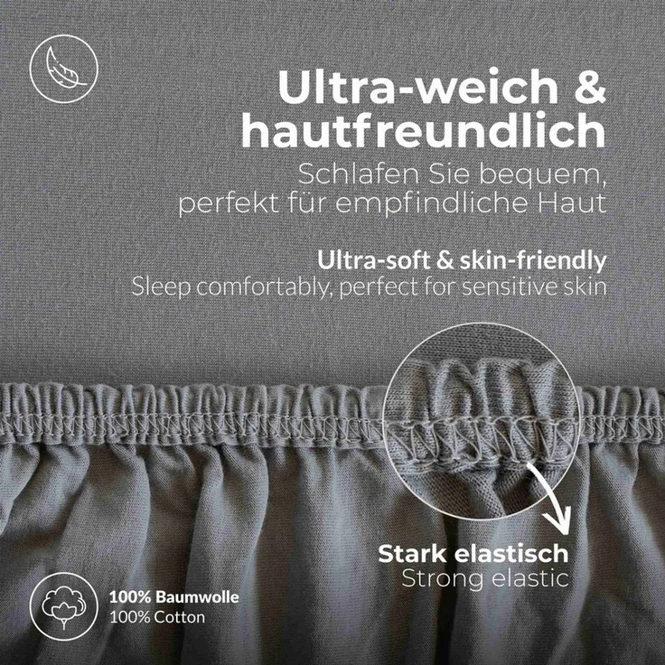 etérea Himmlische Qualität Spannbettlaken etérea Comfort Jersey Topper Spannbettlaken, Jersey, Gummizug: rundum, (1 Stück) – Bild 3